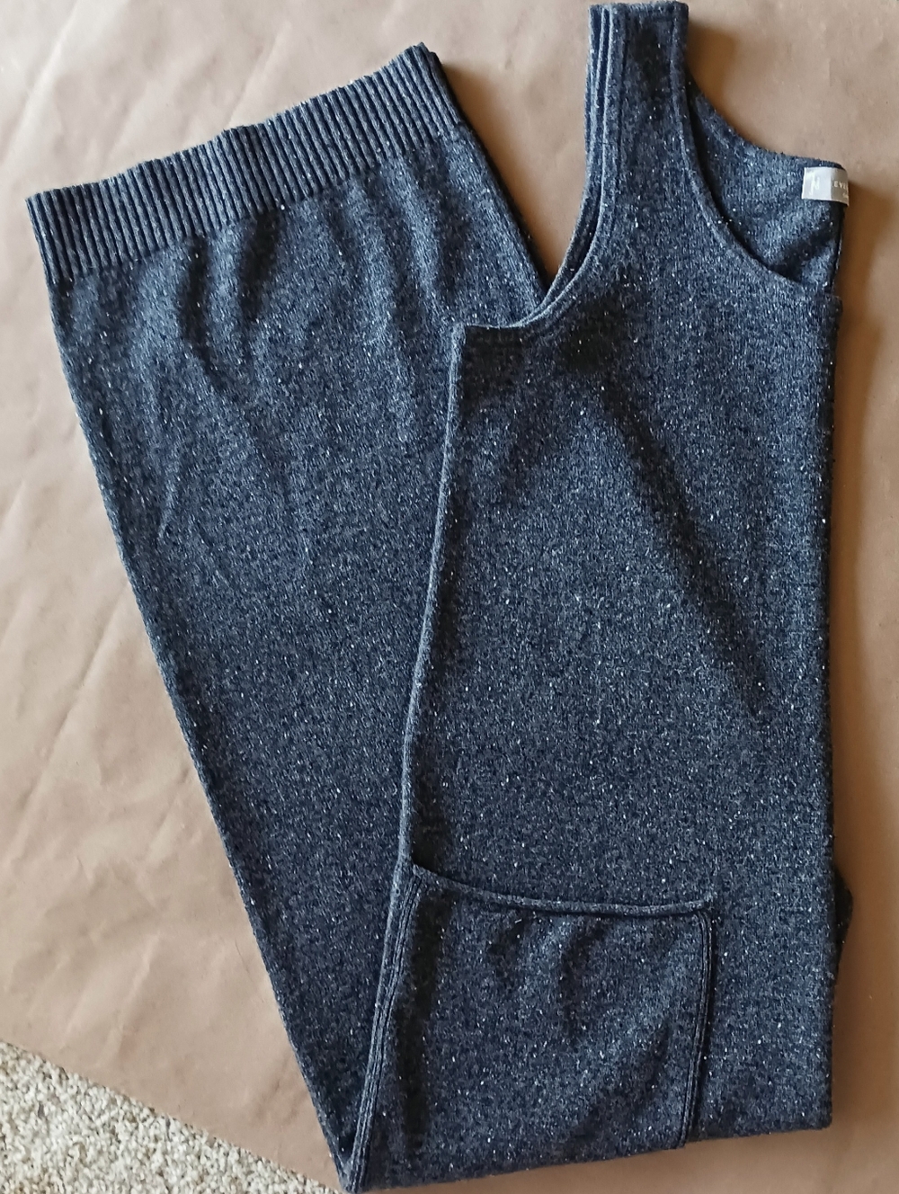 Everlane Cashmere Sweater Jumper Romper Overalls Dark Gray Donegal Medium